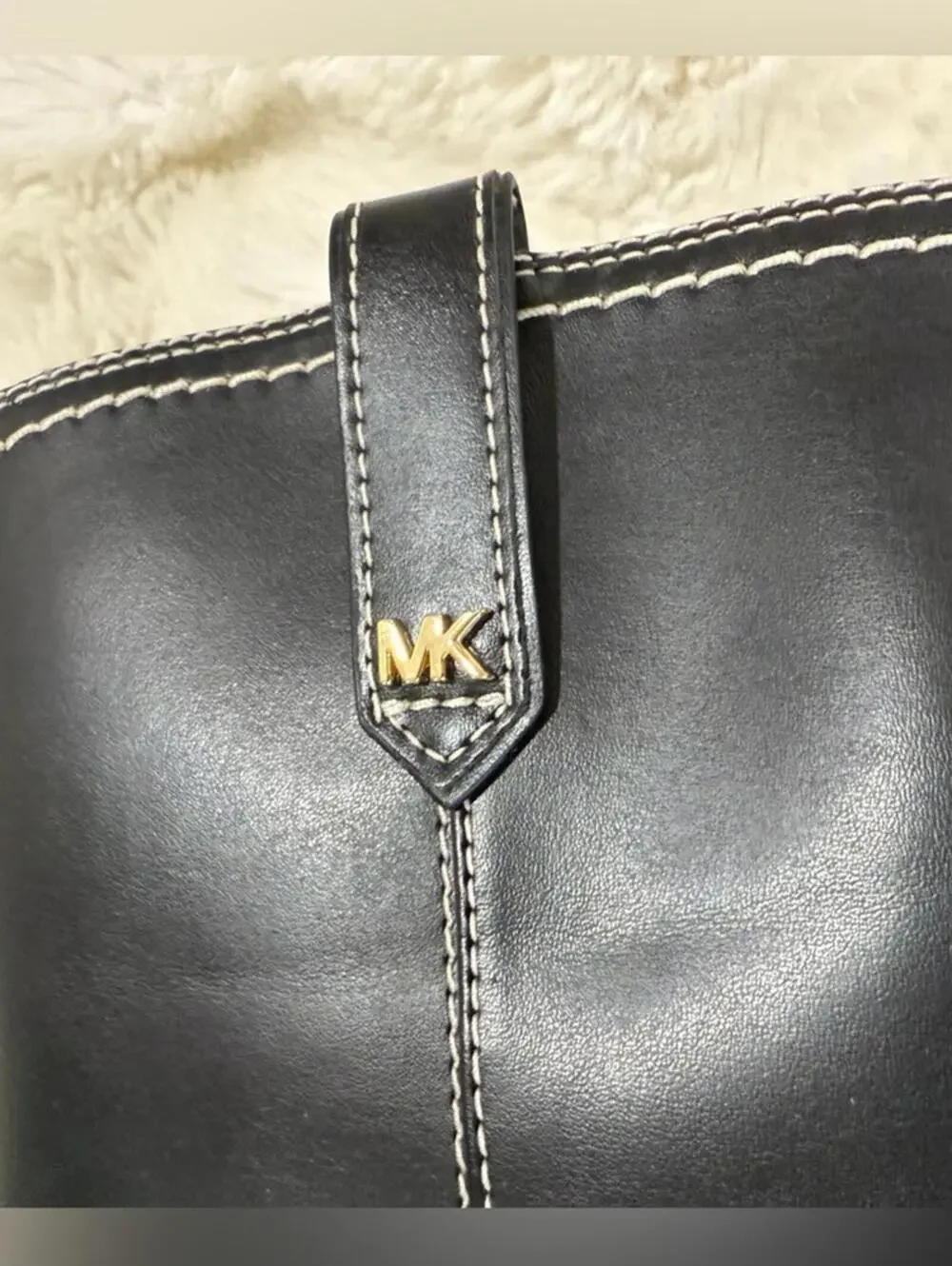 NIB MICHAEL KORS Western Cowboy Riding Knee High Boots Black Vegan Leathe